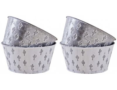Corbeille cactus métal patiné (Lot de 4)