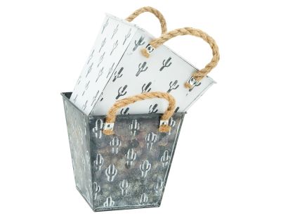 Corbeille carrée en métal cactus (Lot de 2)