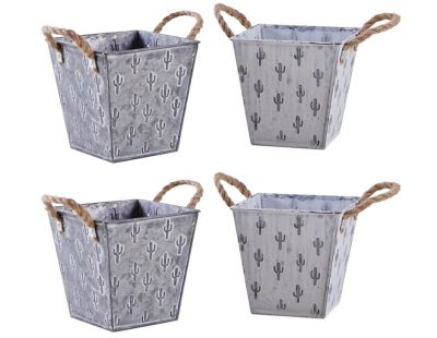 Corbeille carrée en métal cactus (Lot de 4)
