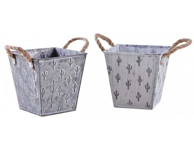 Corbeille carrée en métal cactus (Lot de 2)