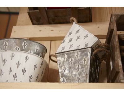 Corbeille carrée en métal cactus (Lot de 2)