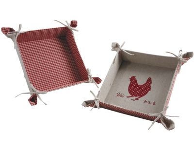 Corbeille en coton motif poule (Lot de 2)