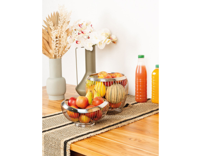 Corbeille à fruits ronde en métal (Vague argentée)