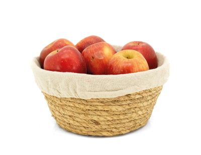 Corbeille en jonc naturel et jute