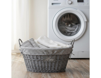 Corbeille à linge Home en osier et coton