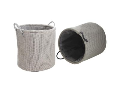Corbeille à linge en laine doublure polyester (Taupe anthracite)