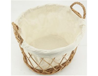Corbeille à linge en osier buff et coton