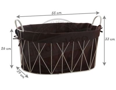 Corbeille à linge ovale métal et coton