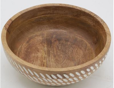 Corbeille en manguier gravé