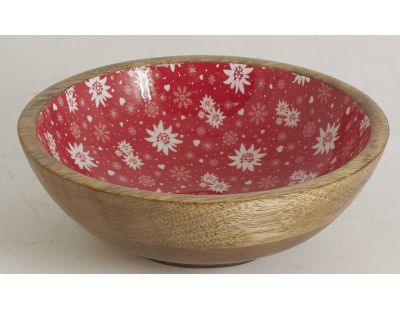 Corbeille en manguier et résine décor Edelweiss (Petit modèle)