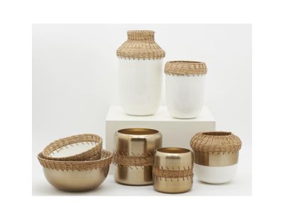 Corbeille en métal doré (lot de 2) (Corbeilles)