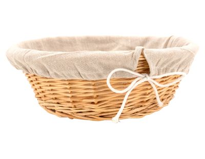 Corbeille en osier blanc avec doublure en jute