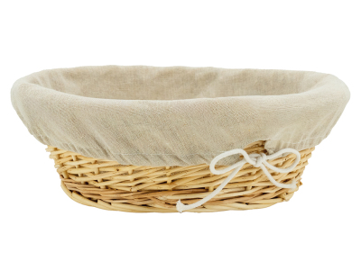 Corbeille en osier blanc avec doublure en jute