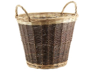 Panier à bûches en rotin gris ceruse - Déco/Panier bûches