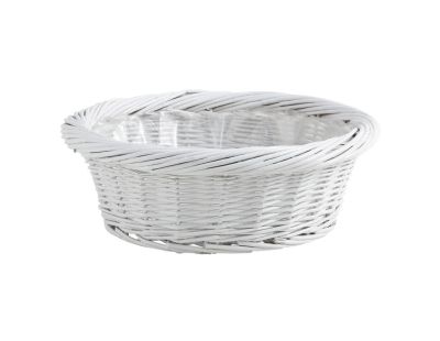 Corbeille en osier laqué blanc avec doublure plastique