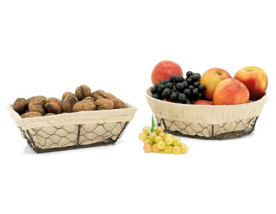 Corbeille ovale en grillage vieilli et jute