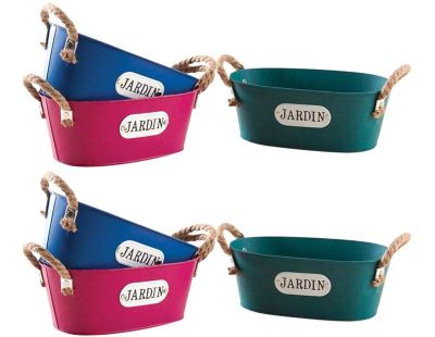 Corbeille ovale en métal coloré 25 cm (Lot de 6)