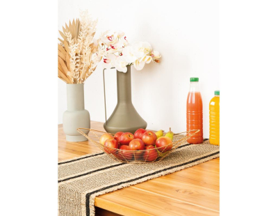 Corbeille à fruits ovale en métal doré