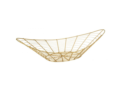 Corbeille à fruits ovale en métal doré