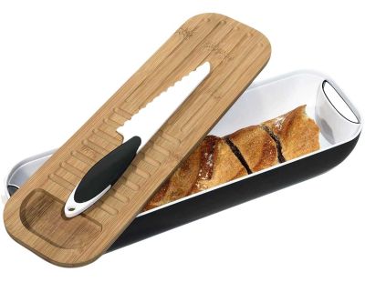 Corbeille à pain 3 en 1 avec couteau (Noir)