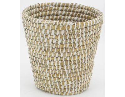 Corbeille à papier en jonc naturel et plastique recyclé