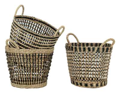 Corbeille à papier en jonc tressé