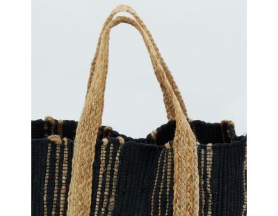 Corbeille de rangement en jute naturel et noir