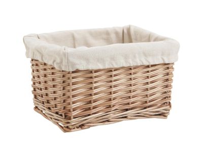 Corbeille rectangulaire en osier doublé coton (24 x 19 x 13 cm)