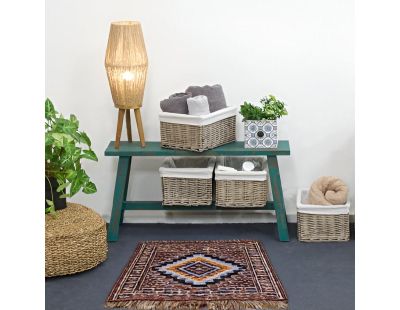 Corbeille de rangement en osier gris et coton (48 x 36 x 25 cm)