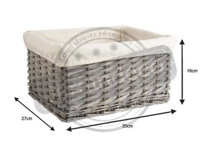 Corbeille de rangement en osier gris et coton (Taille 1)