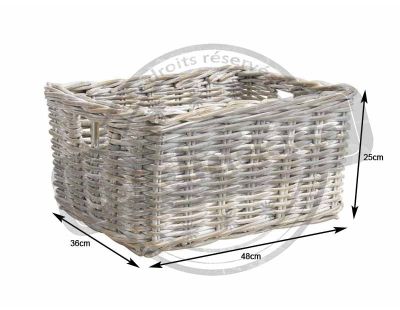 Corbeille de rangement en poelet patiné (Longueur 48cm)
