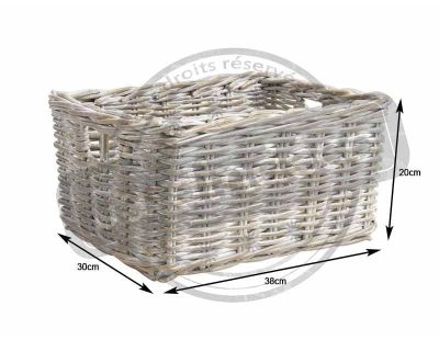 Corbeille de rangement en poelet patiné (Longueur 38cm)