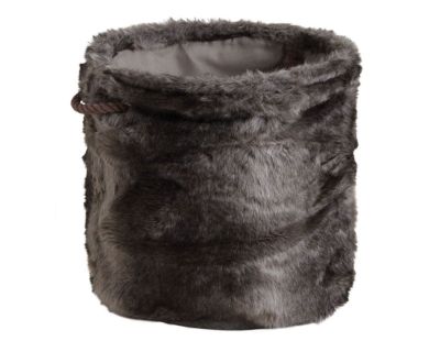 Corbeille de rangement ronde en imitation fourrure (Lot de 3)