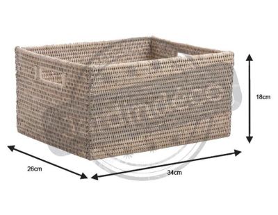 Corbeille rangement en rotin (34 x 26 x 18 cm)