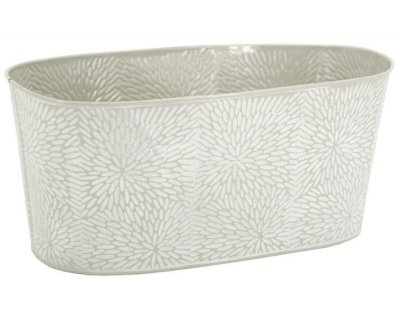 Corbeille ovale en métal laqué motif floral (20 x 11 x 9 cm)