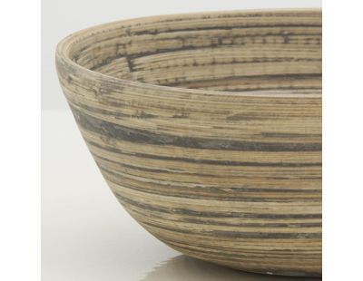Corbeille ronde en bambou naturel et noir (Lot de 2)