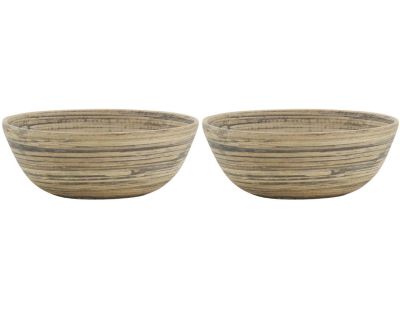 Corbeille ronde en bambou naturel et noir (Lot de 2)