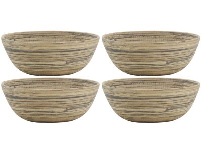 Corbeille ronde en bambou naturel et noir (Lot de 4)