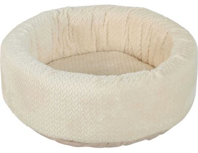 Corbeille ronde pour chat en fourrure Olympe 54 cm (Crème)