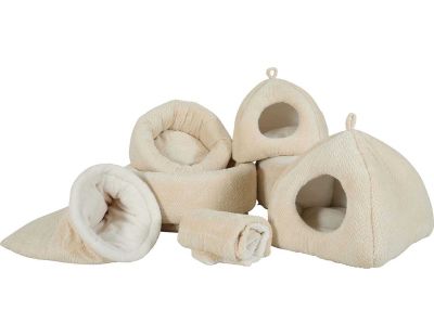 Corbeille ronde pour chat en fourrure Olympe 54 cm (Crème)