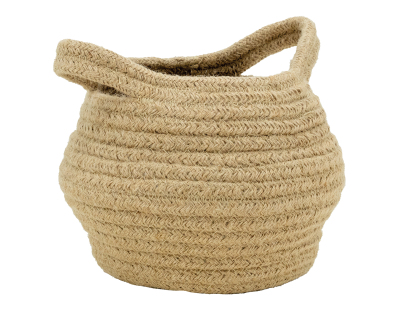 Corbeille ronde en jute naturelle avec 2 poignées
