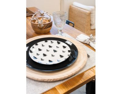 Corbeille ronde en manguier avec têtes de cerf
