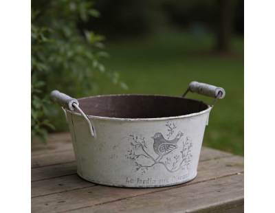 Corbeille ronde en métal Le jardin aux oiseaux