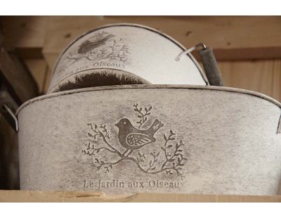 Corbeille ronde en métal Le jardin aux oiseaux