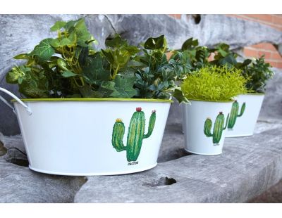 Corbeille ronde en métal laqué Cactus