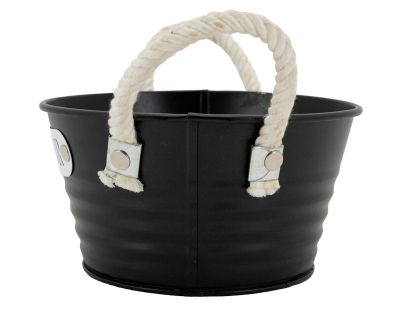 Corbeille ronde en métal laqué noir Bonheur