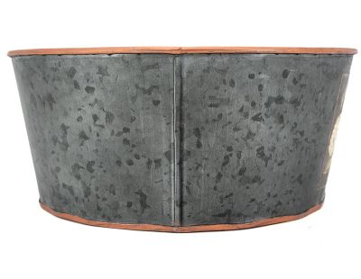Corbeille ronde en métal patiné gris Hortensia