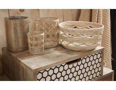 Corbeille ronde en palmier naturel (Lot de 3)