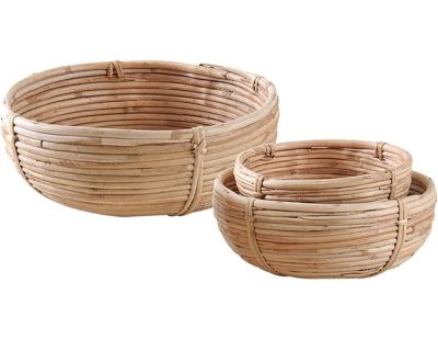 Corbeilles rondes en rotin naturel (lot de 3)