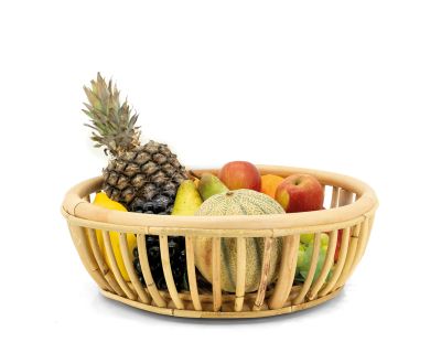Corbeille ronde en rotin naturel